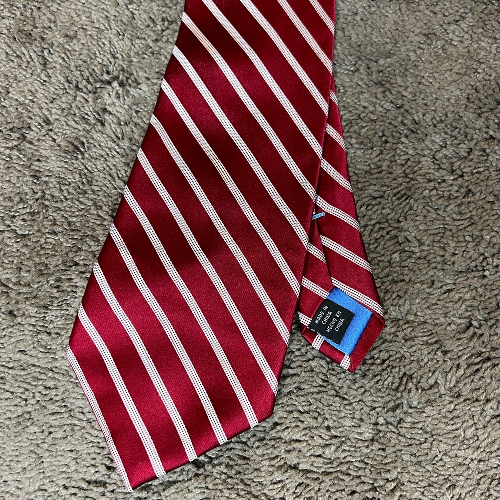 Bugatti red and white striped Tie A42